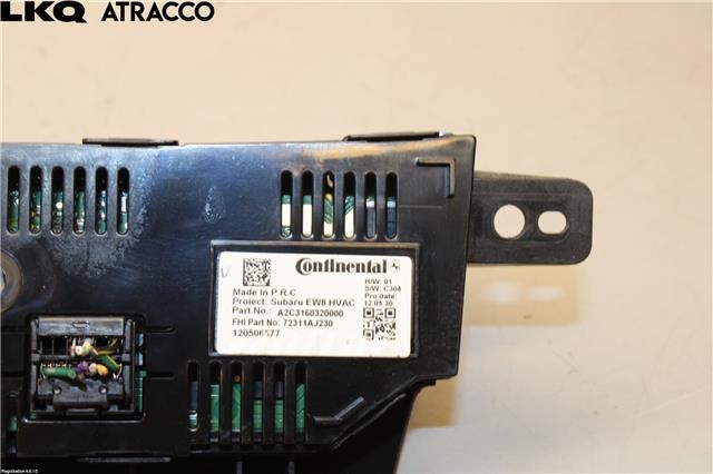 Varmeapparat betjening til Subaru Outback 2009-2014 (Type IV)  (72311AJ230|)