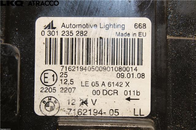Frontlykt høyre halogen til BMW X3 2007-2010 (Fase 2) (E83) (E83) (63127162190|)