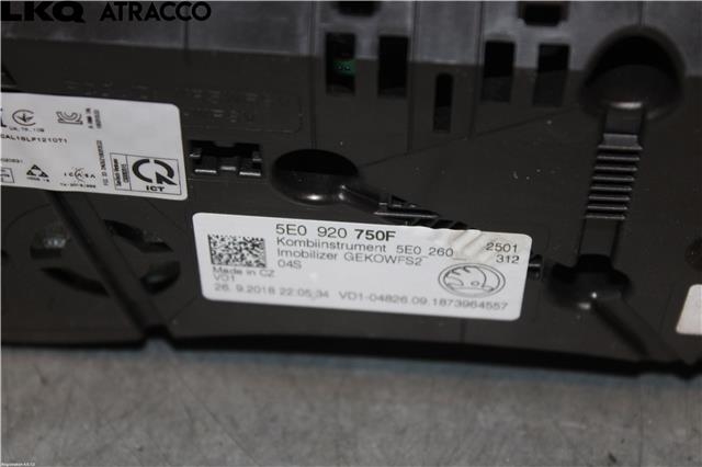 Instrumentpanel til Škoda Octavia 2017-2020 (Type III, Fase 2)  (5E0920750F|)