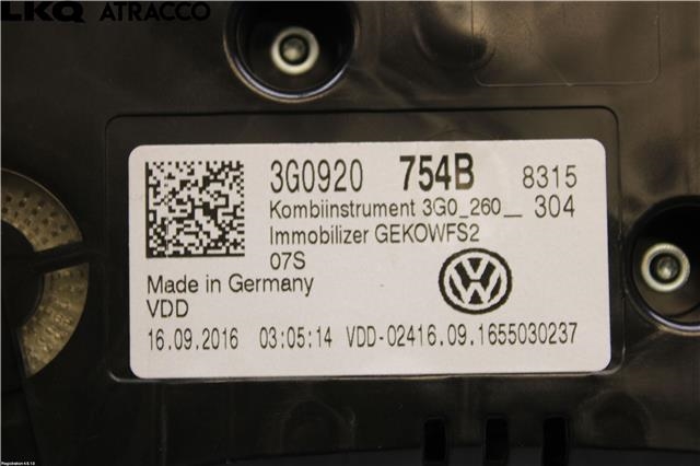 Instrumentpanel til VW Passat 2015-2019 (Fase 1) (B8) (B8) (3G0920754B|)