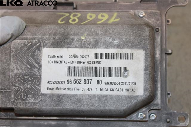 Multimedia display (MCU - Media Controller Unit) til Peugeot 508 2011-2014 (Type I, Fase 1)  (9836586580|)