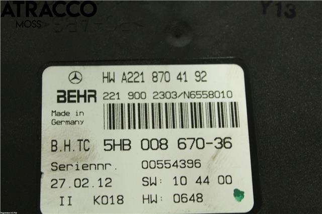 Styreenhet klima/aircondition til Mercedes S-Klasse 2005-2013 (W221) (W221) (A2218704192|)
