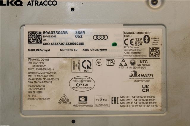 Bilstereo forsterker til Audi Q4 e-tron 2021-->>  (89A035043C|)