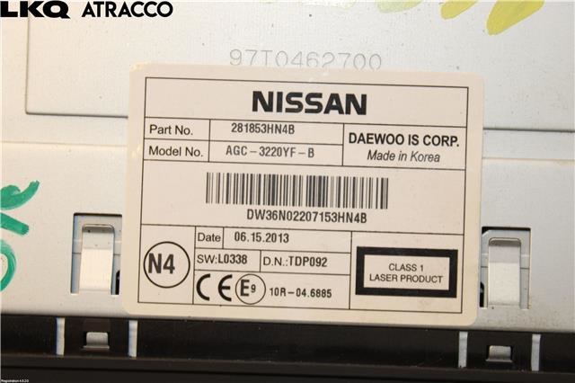Bilstereo til Nissan Micra 2011-2017 (K13) (K13) (281853HN4B|)