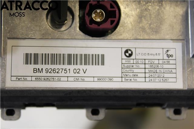 Multimedia display (MCU - Media Controller Unit) til BMW 1-Serie 2011-2015 (Fase 1) (F20/F21) (F20/F21) (65509270391|)