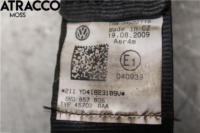 Sikkerhetsbelte bak venstre til VW Golf, Plus/Cross 2005-2009 (Fase 1)  (5M0857805|)