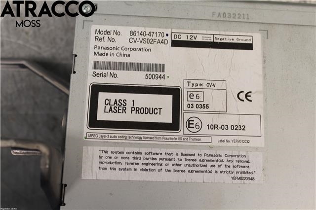 Bilstereo til Toyota Prius +7 2012-2020 (Type III) (stasjonsvogn) (stasjonsvogn) (8614047170|)