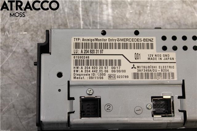 Multimedia display (MCU - Media Controller Unit) til Mercedes C-Klasse 2007-2011 (Fase 1) (W204) (W204) (A2048205497|)