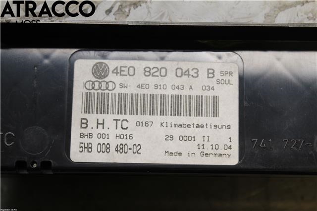 Varmeapparat betjening til Audi A8 2003-2010 (Type II)  (4E0820043H|)