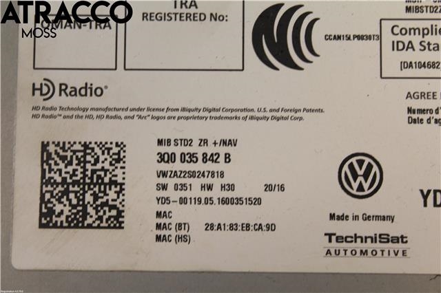 Bilstereo til VW Golf VII 2012-2017 (Fase 1)  (3Q0035842B|)