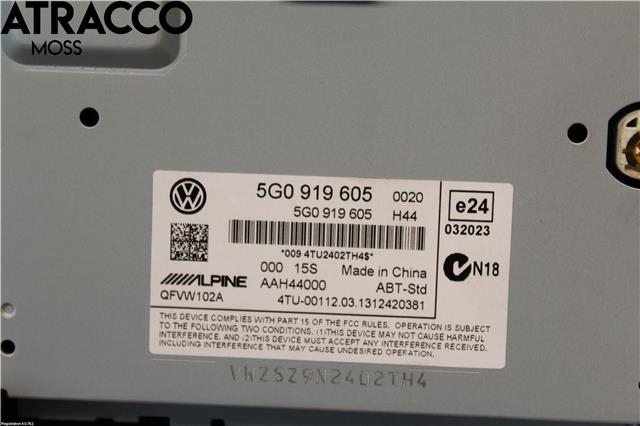 Multimedia display (MCU - Media Controller Unit) til VW Golf VII 2012-2017 (Fase 1)  (5G0919605|)