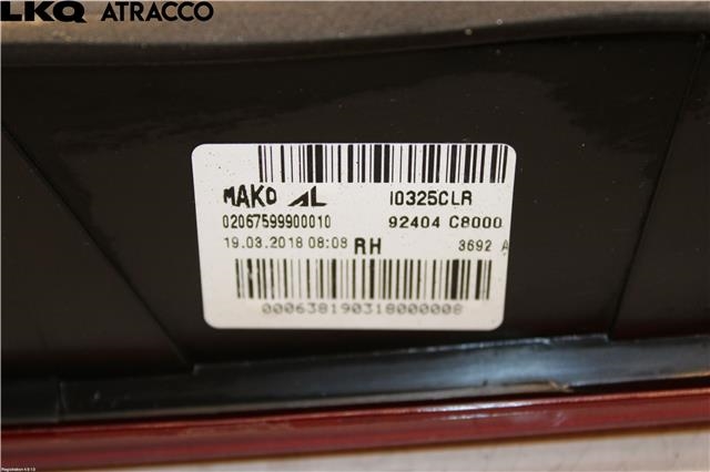 Baklykt venstre indre til Hyundai i20 2015-2020 (Type II)  (92403C8000|)