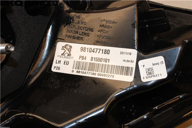 Baklykt venstre til Peugeot 3008 2016-->> (Type II)  (9810477180|)