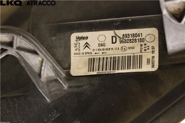 Frontlykt høyre halogen til Citroën Berlingo 2008-2015 (Type II, Fase 1) (6206K6|)