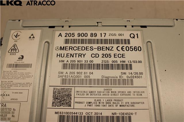 Bilstereo til Mercedes C-Klasse 2014-2018 (Fase 1) (W205) (W205) (A2059000241|)