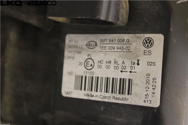 Frontlykt høyre halogen til VW Golf, Plus/Cross 2009-2013 (Fase 2)  (5M1941006G|)