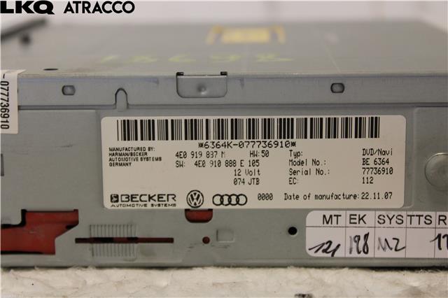 Bilstereo navigasjon til Audi A6 2008-2011 (Type III, Fase 2) (C6) (C6) (4E0910888PX|)