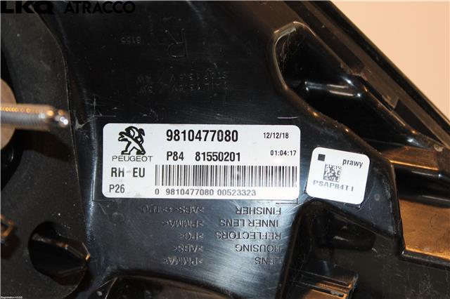 Baklykt høyre til Peugeot 3008 2009-2016 (Type I)  (9810477080|)