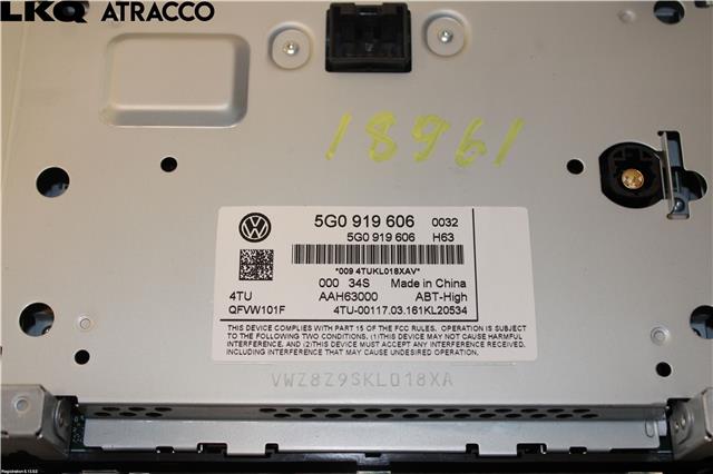 Multimedia display (MCU - Media Controller Unit) til VW Passat 2015-2019 (Fase 1) (B8) (B8) (5G0919606|)