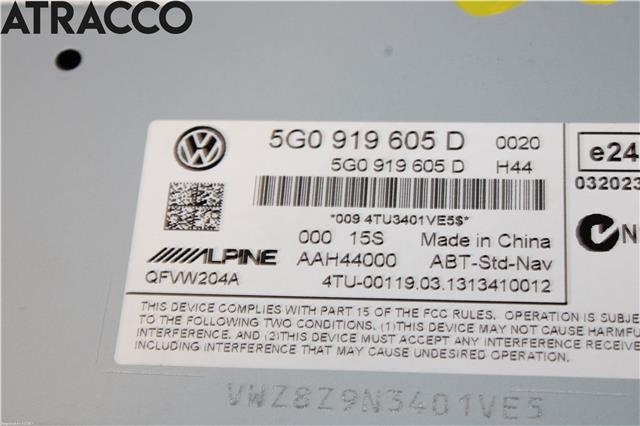 Multimedia display (MCU - Media Controller Unit) til VW Golf VII 2012-2017 (Fase 1)  (5G0919605D|)