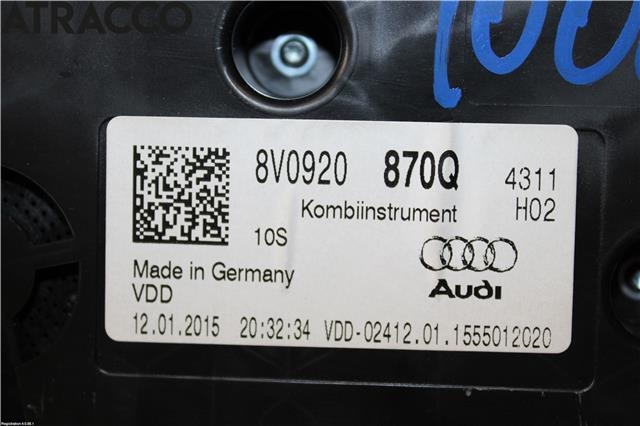 Speedometer til Audi A3 2009-2012 (Type II, Fase 2)  (8V0920870Q|)