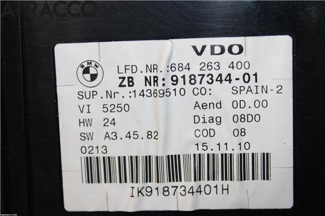 Speedometer til BMW 3-Serie 2005-2011 (E90/E91/E92/E93) (E90/E91/E92/E93) (62109316127|)