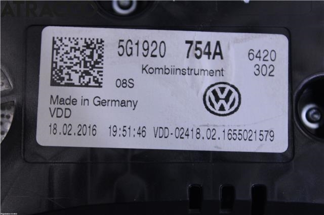Speedometer til VW Golf VII 2012-2017 (Fase 1)  (5G1920754A|)