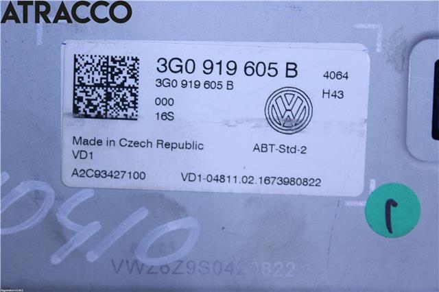 Multimedia display (MCU - Media Controller Unit) til VW Golf VII 2012-2017 (Fase 1)  (3G0919605D|)