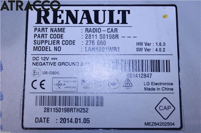 Bilstereo til Renault Captur 2013-2020 (Type I) (281150198R|)