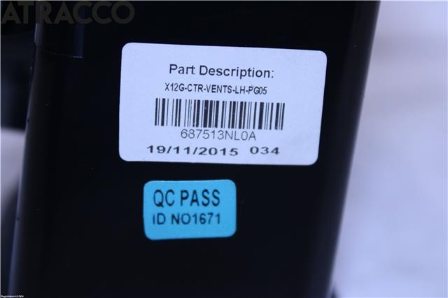 Dashbord friskluftdyse til Nissan Leaf 2011-2017 (Type I) (687513NL0A|)