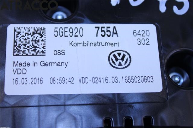 Speedometer til VW e-Golf 2014-2017 (Fase 1) (5GE920755A|)