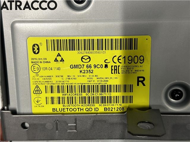 Multimedia display (MCU - Media Controller Unit) til Mazda 6 2013-2015 (Type III, Fase 1)  (GML8611J0|)