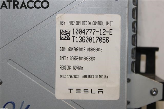 Multimedia display (MCU - Media Controller Unit) til Tesla Model S 2013-2016 (Fase 1)  