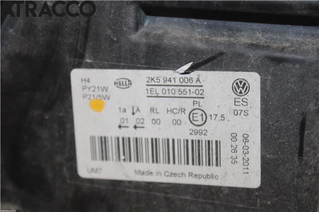 Frontlykt høyre halogen til VW Caddy 2010-2015 (Type III, Fase 2)  (2K5941006A|)