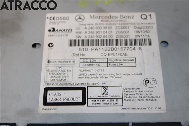 Bilstereo til Mercedes B-Klasse 2011-2018 (W246) (W246) (A2469003905|)