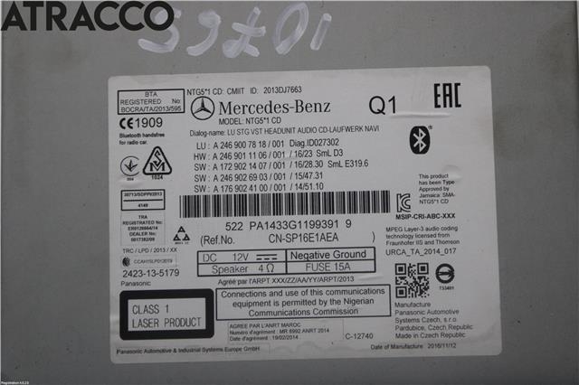 Bilstereo til Mercedes B-Klasse 2011-2018 (W246) (W246) (A2469007818|)