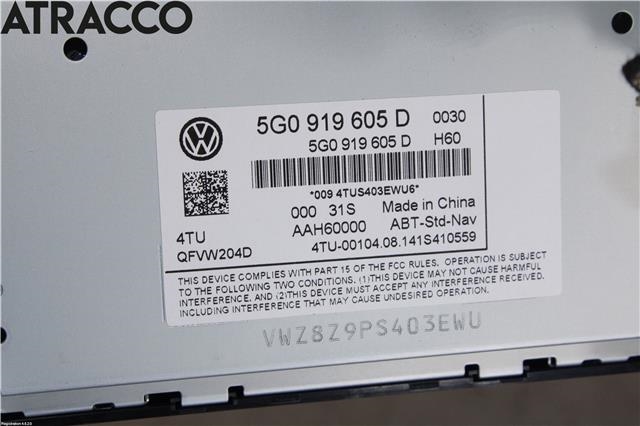 Multimedia display (MCU - Media Controller Unit) til VW Golf VII 2012-2017 (Fase 1)  (5G0919605D|)