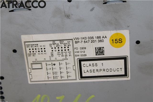 Bilstereo til VW Touran 2007-2010 (Type I, Fase 2)  (1K0057187AX|)