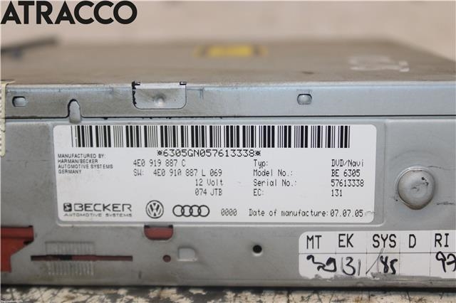 Bilstereo til Audi A6 2005-2008 (Type III, Fase 1) (C6) (C6) (4E0910888PX|)