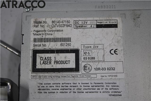 Bilstereo til Toyota Prius +7 2012-2020 (Type III) (stasjonsvogn) (stasjonsvogn) (8614047150|)