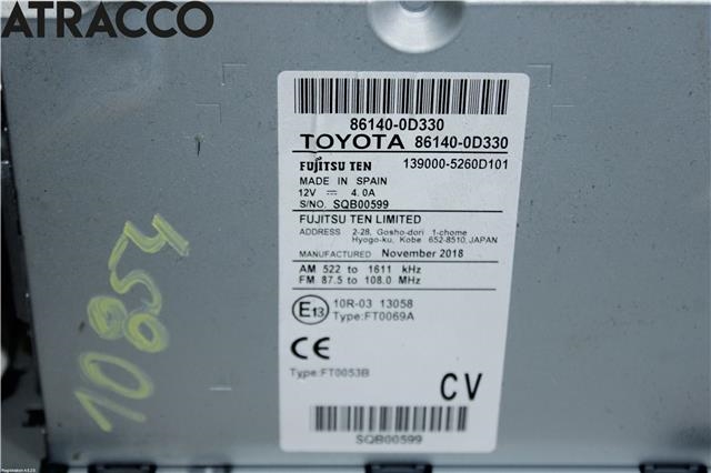 Bilstereo til Toyota Yaris 2014-2020 (Type III, Fase 2)  (861400D330|)