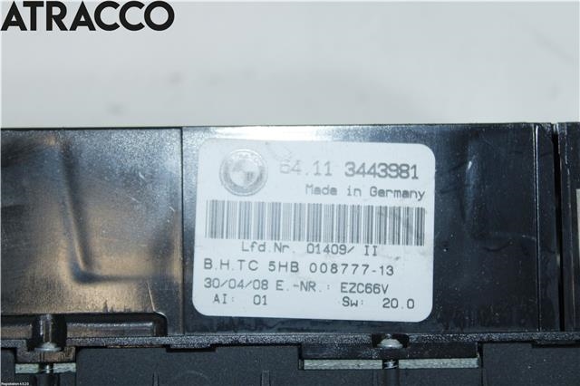 Varmeapparat betjening til BMW X3 2007-2010 (Fase 2) (E83) (E83) (64113420905|)