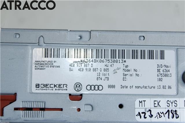 Bilstereo til Audi A6 2005-2008 (Type III, Fase 1) (C6) (C6) (4E0910888PX|)