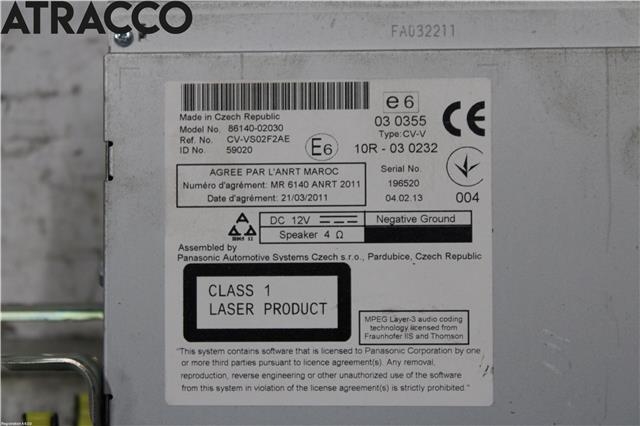 Bilstereo til Toyota Auris 2013-2015 (Type II, Fase 1) (8614002030|)