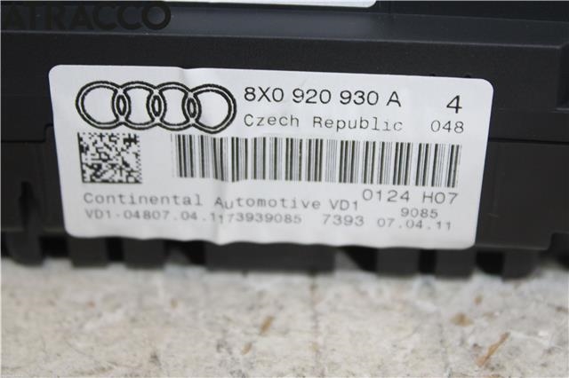 Instrumentpanel til Audi A1 2010-2014 (Type I, Fase 1)  (8X0920930A|)