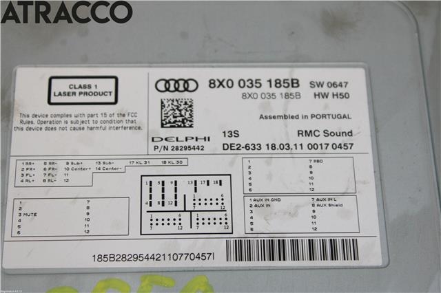 Bilstereo til Audi A1 2010-2014 (Type I, Fase 1) (8X0035185F|)