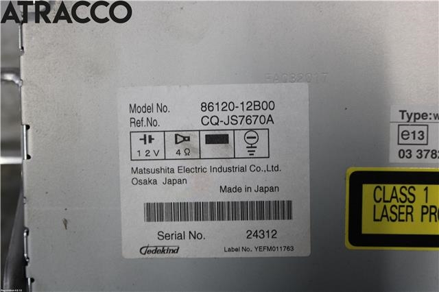 Bilstereo til Toyota Corolla 2007-2013  (8612012B00|)