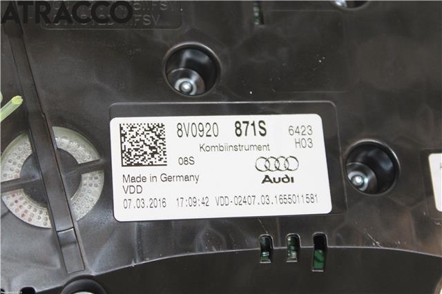 Instrumentpanel til Audi A3 2016-2020 (Type III, Fase 2)  (8V0920871S|)