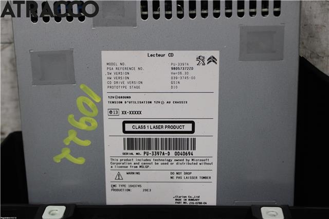 Bilstereo CD-veksler til Citroën C4, Picasso 2013-2018 (Type II)  (16107849ZD|)