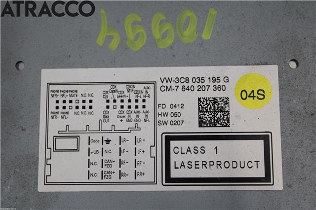 Bilstereo til VW Touran 2010-2015 (Type I, Fase 3)  (3C8035195G|)